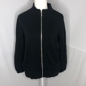 Joan vass petite  black zip up sweatshirt